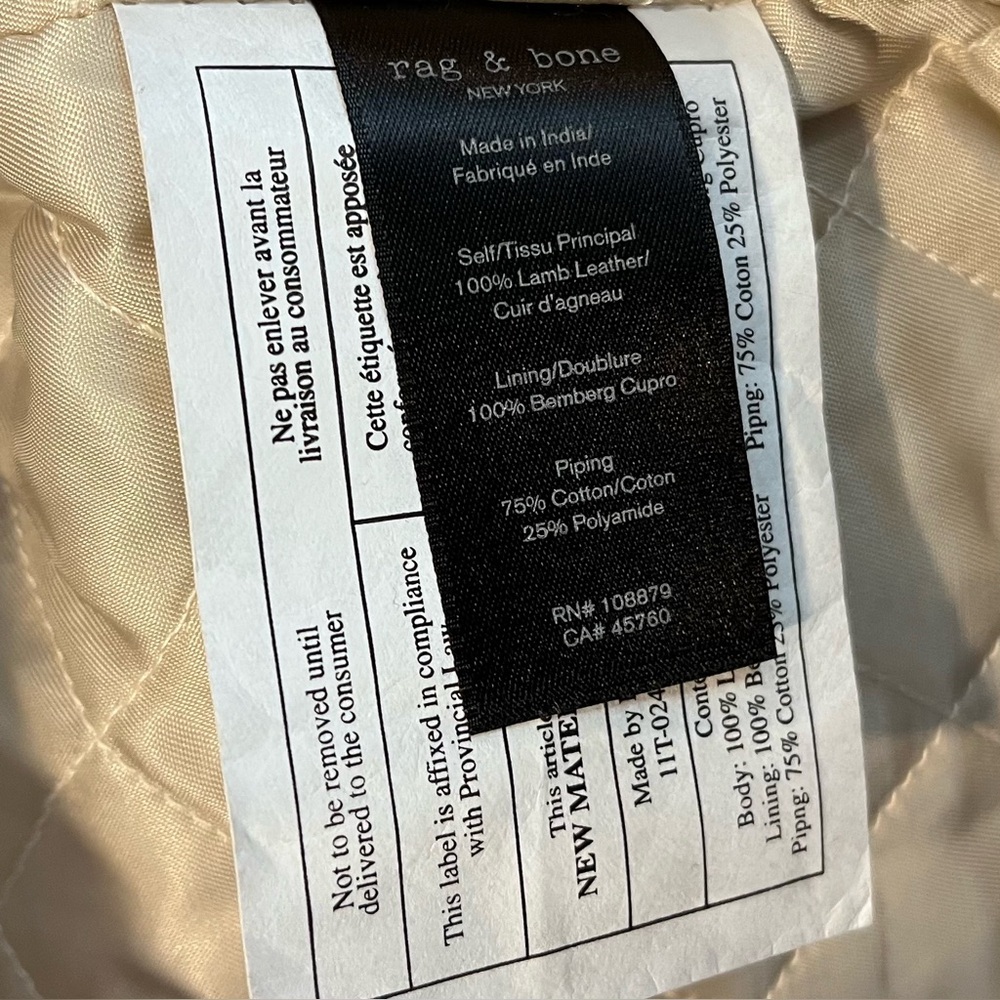 Rag & Bone Size 4 - Lyon Moto Lamb Leather Jacket - Camel MSRP $1,295 - Picture 16 of 16